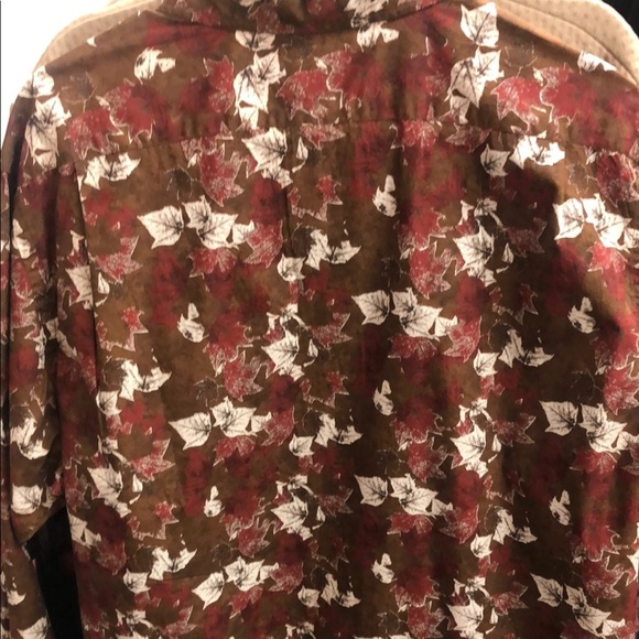 Daniel Cremieux Brown and White Casual Leaf Print Button Down Shirt - Picture 5 of 5
